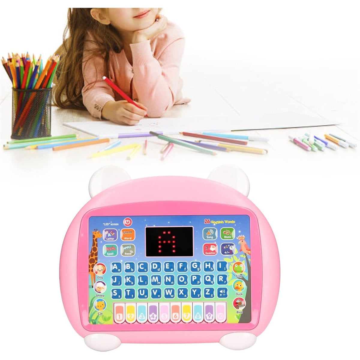 CHILDREN'S TABLET INTERACTIVE 8 MODES EDUCATIONAL TOY PINK