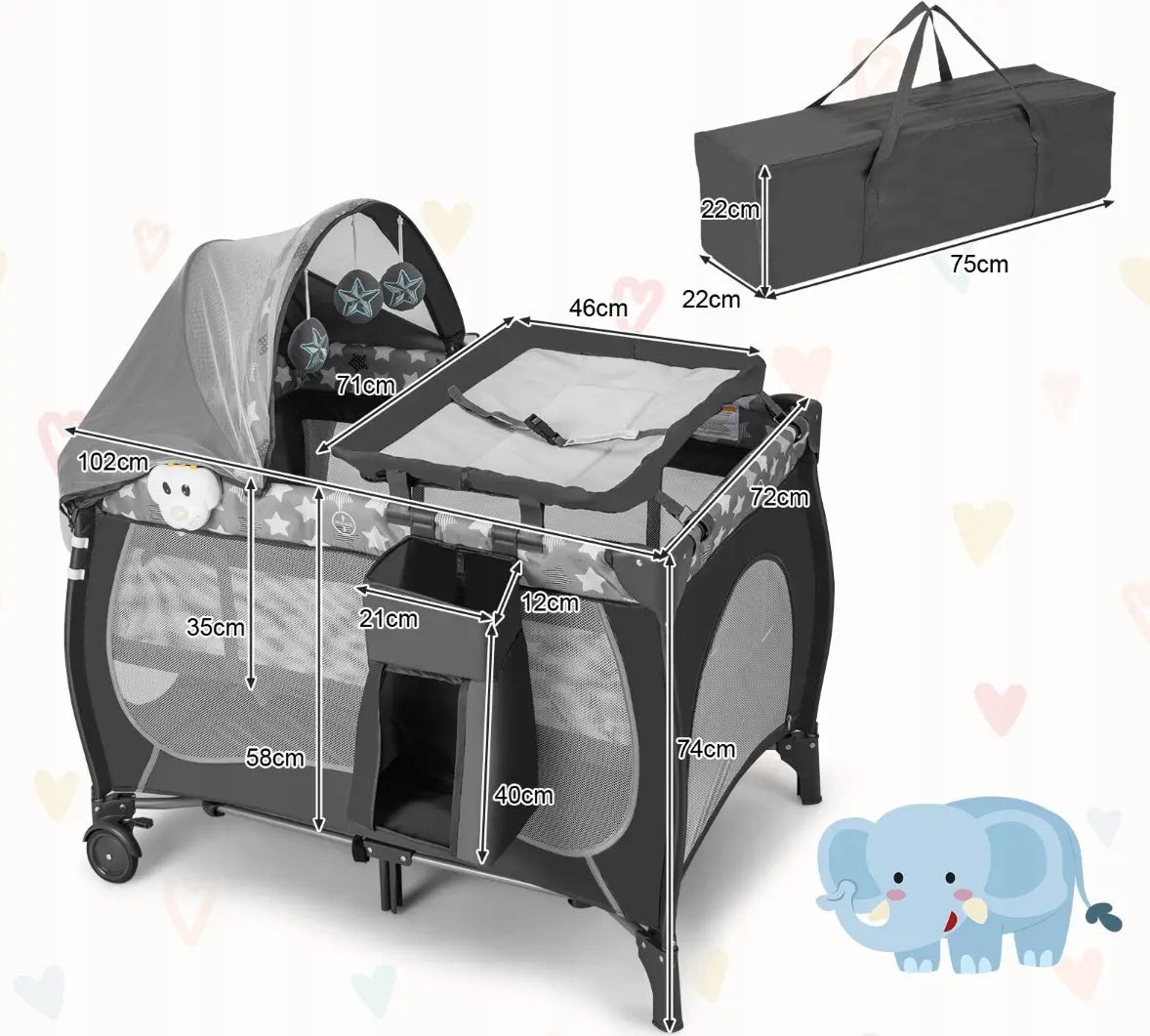 CHILDREN'S TRAVEL COT 5in1 Brand Costway
