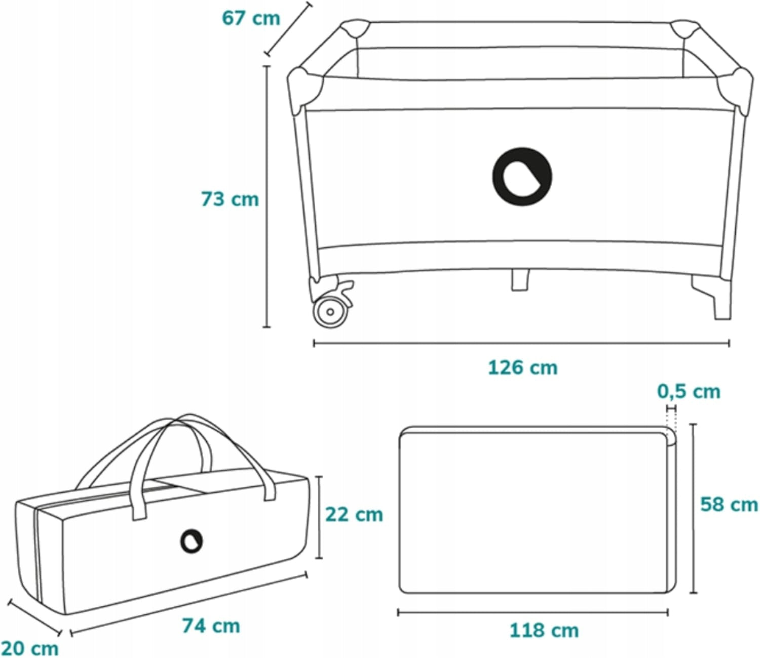 CHILDREN'S TRAVEL COT FOLDING WITH BAG AND FOAM MAT EAN (GTIN) 5907232880217