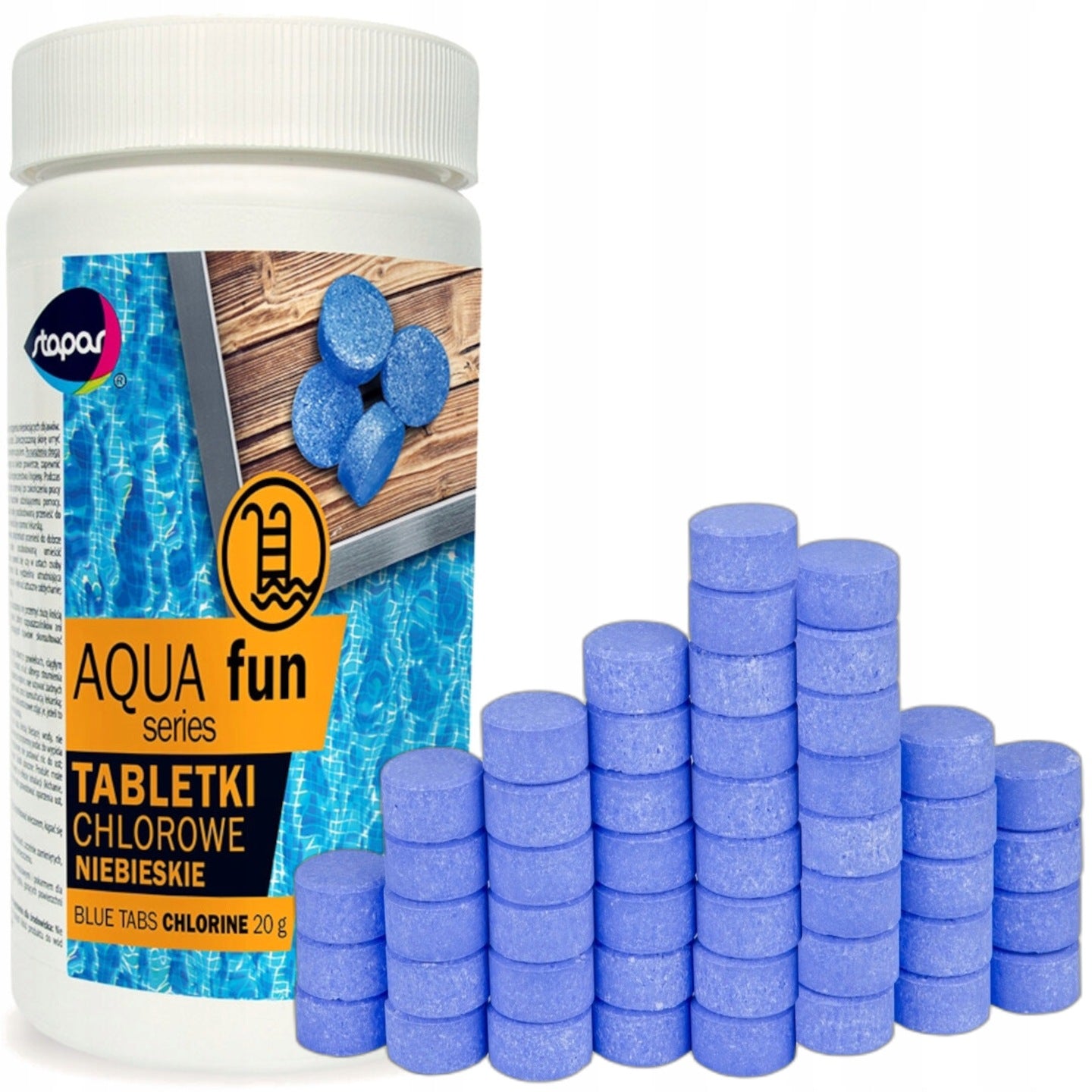CHLOR MULTI POOL CHEMICAL TABLETS BLUE 1kg SMALL 20g STAPAR 50 PCS
