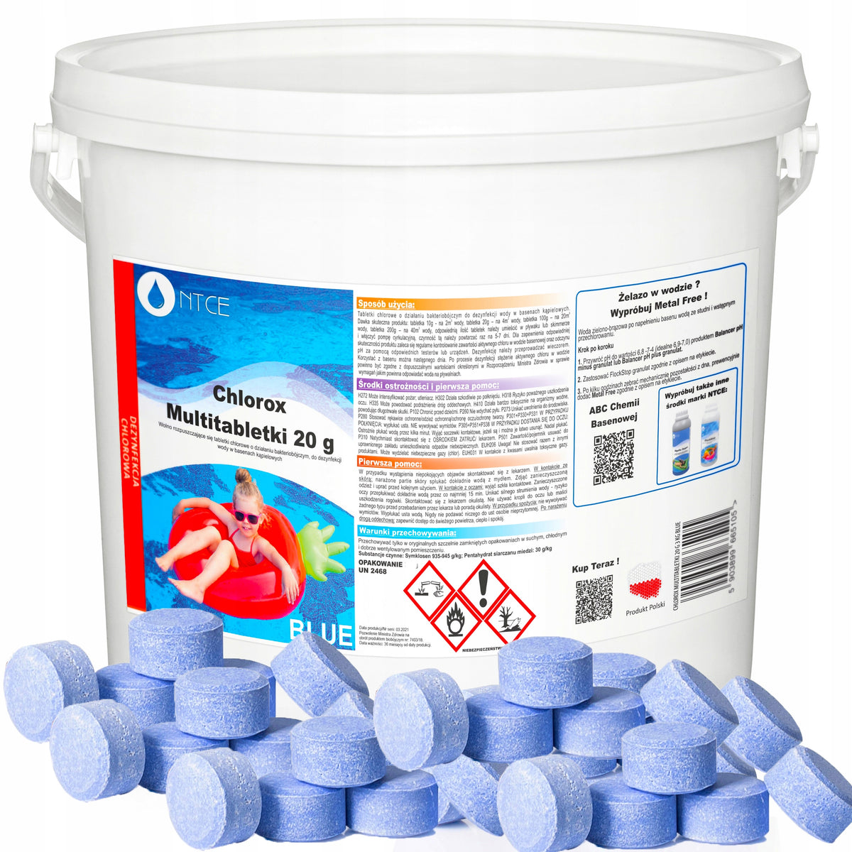 CHLOR MULTI TABLETS 12in1 POOL CHEMICALS BLUE 5kg SMALL 20g NTCE x250