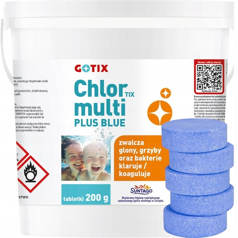 CHLORINE FOR POOL 15w1 3kg Blue MULTIFUNCTIONAL Tablets 200g Jacuzzi Manufacturer code Chlor do Basenu DUŻE Tabletki 3KG