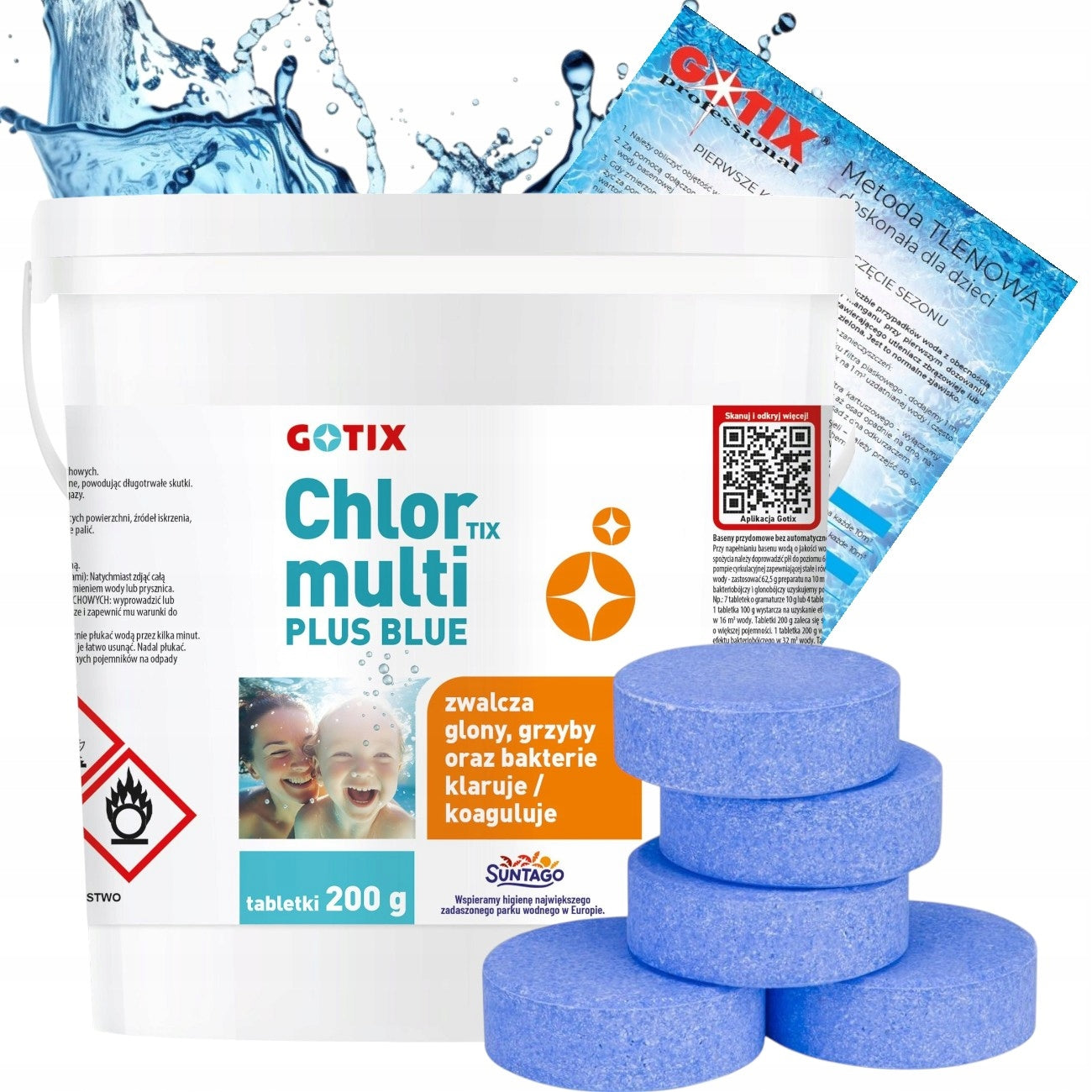 CHLORINE FOR POOL 15w1 3kg Blue MULTIFUNCTIONAL Tablets 200g Jacuzzi
