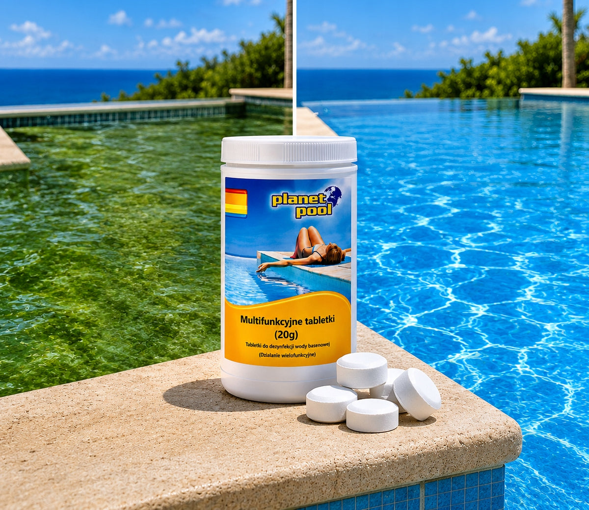 CHLORINE FOR POOL CHLORINE MULTIFUNCTION TABLETS 20g JACUZZI CHEMISTRY 1kg Manufacturer code 17895188445