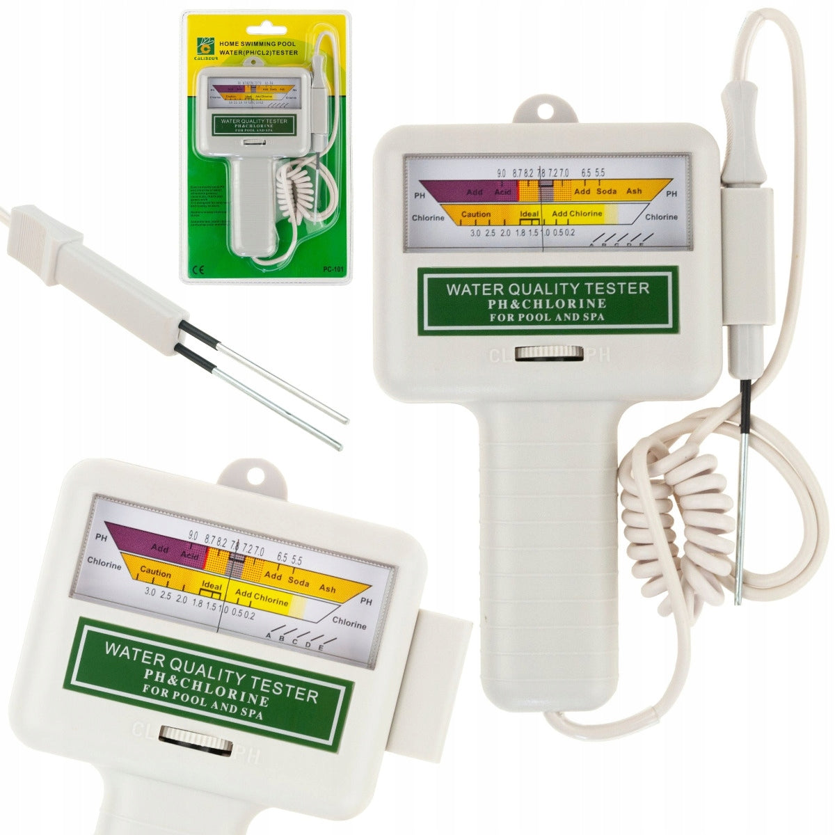 CHLORINE METER AND WATER pH FOR POOL TEST TESTER CALIBRATION STRIPS FREEBIE Product form set