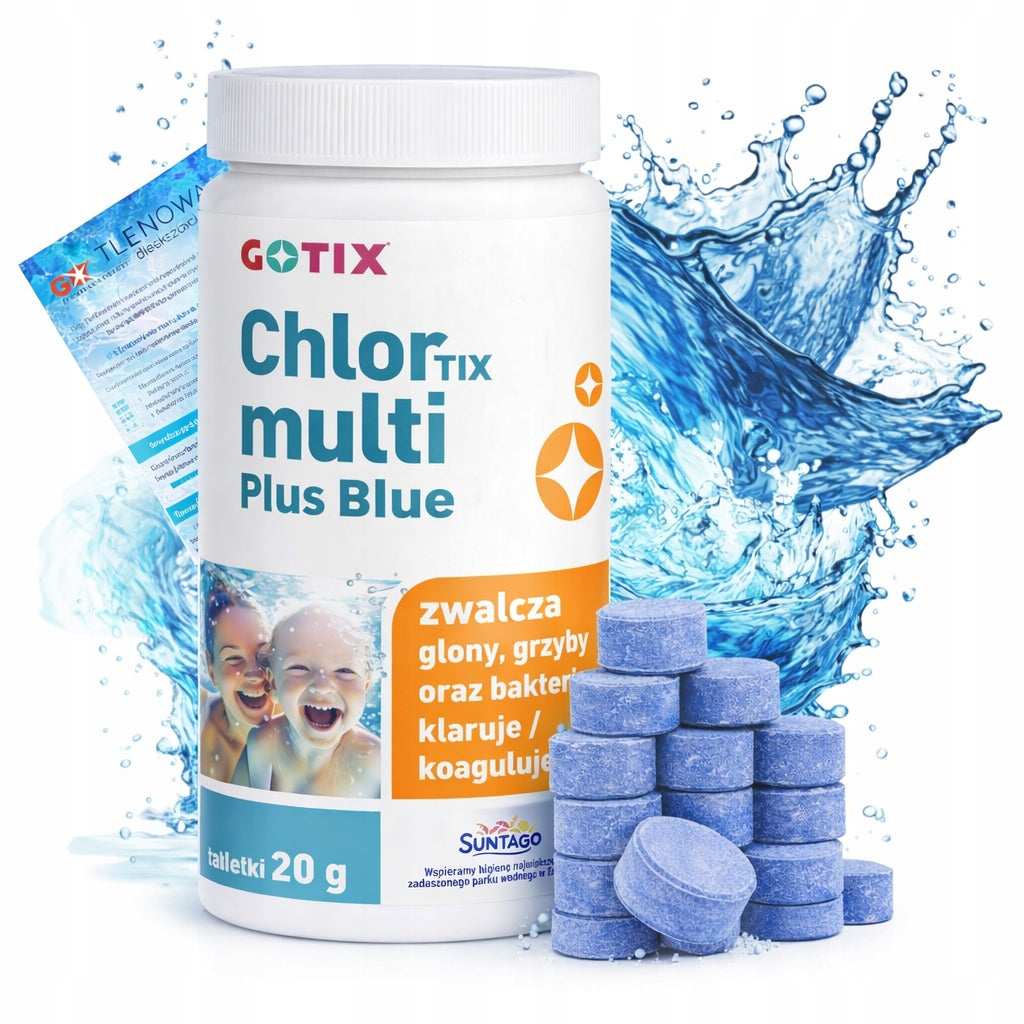 CHLORINE MULTI TABLETS CHEMISTRY FOR POOL BLUE 1kg SMALL 20g 50PCS POOL Packaging status original