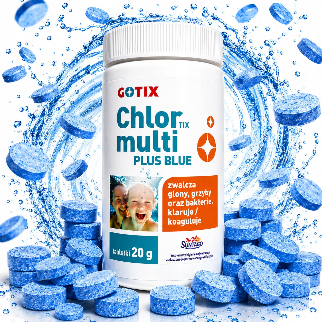 CHLORINE MULTI TABLETS CHEMISTRY FOR POOL BLUE 1kg SMALL 20g 50PCS POOL