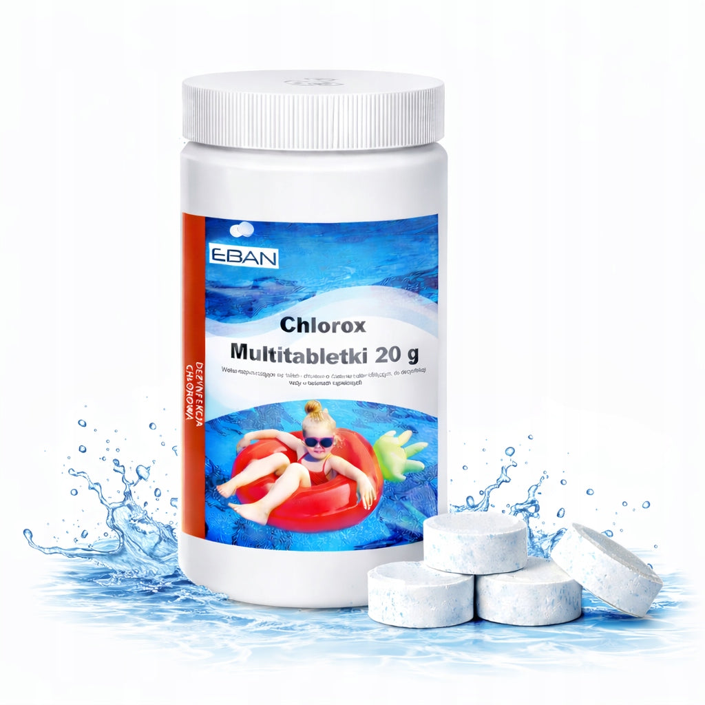 CHLORINE MULTIFUNCTIONAL TABLETS for Swimming Pool 1kg 50x 20g JACUZZI CHEMISTRY POOL Packaging status original