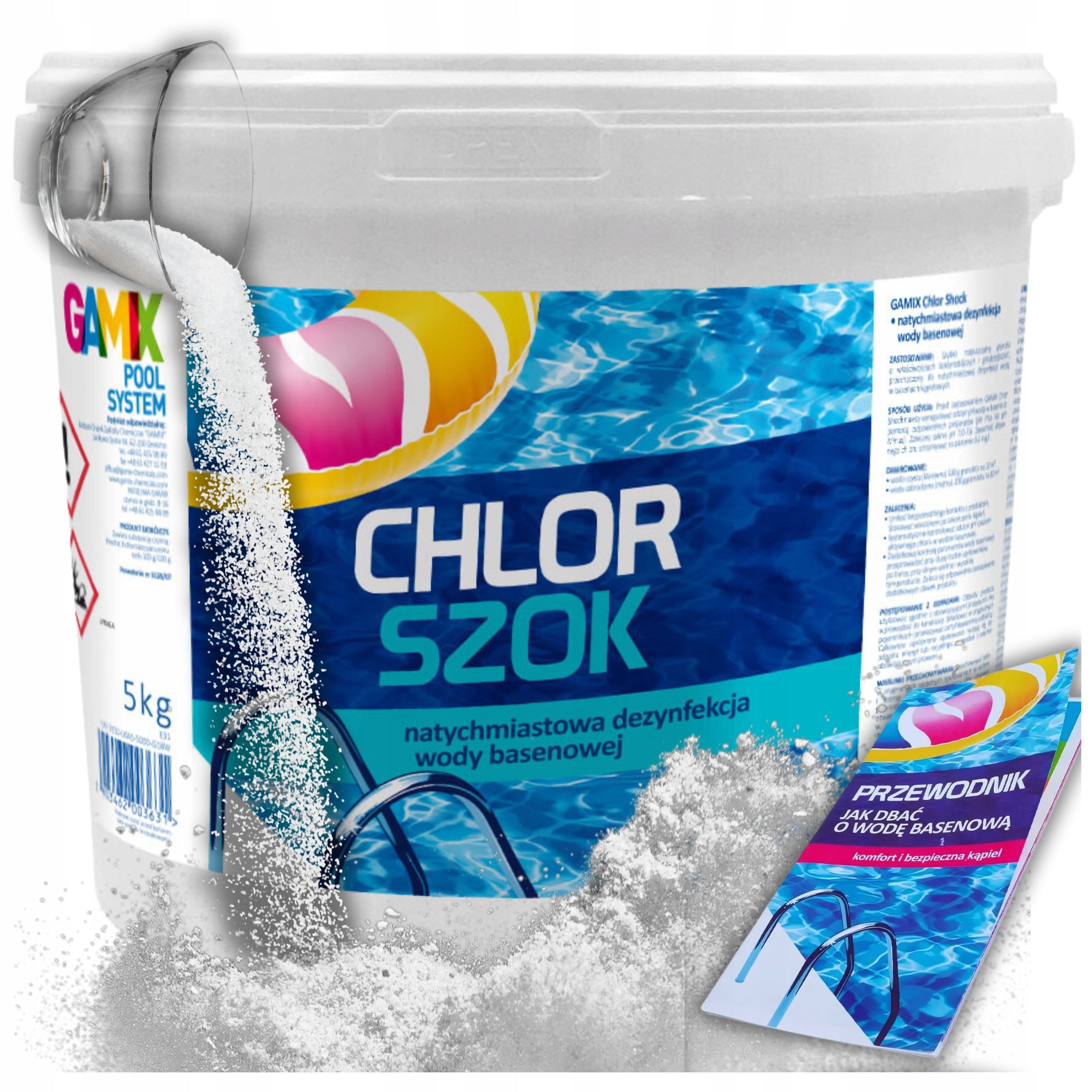 CHLORINE SHOCK 5KG POOL CHEMISTRY WATER DISINFECTION GRANULES GAMIX + GUIDE
