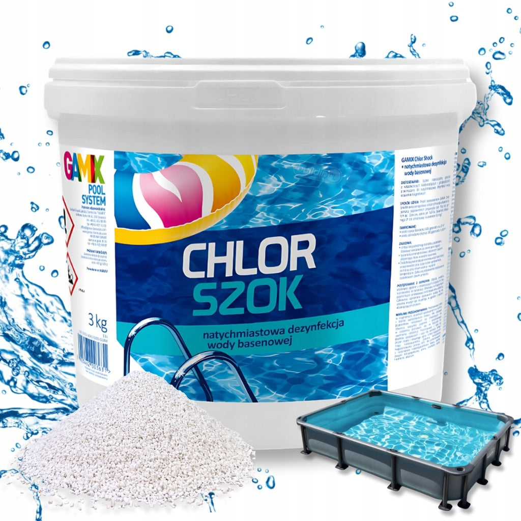 CHLORINE SHOCK FOR SWIMMING POOL JACUZZI SPA POOL GAMIX GRANULES 3KG POOL CHEMISTRY