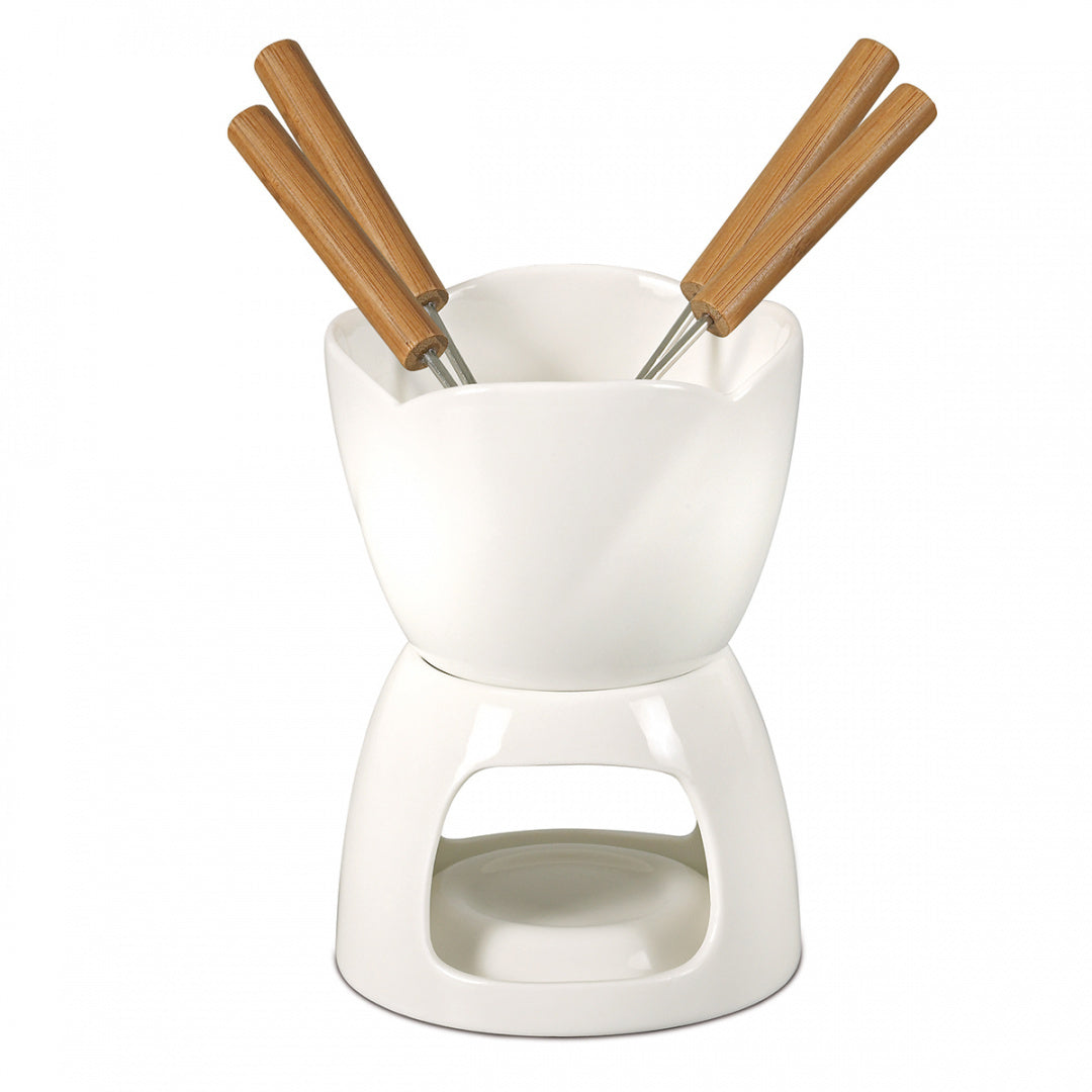 CHOCOLATE CHEESE FONDUE SET HEATER + 4 FORKS