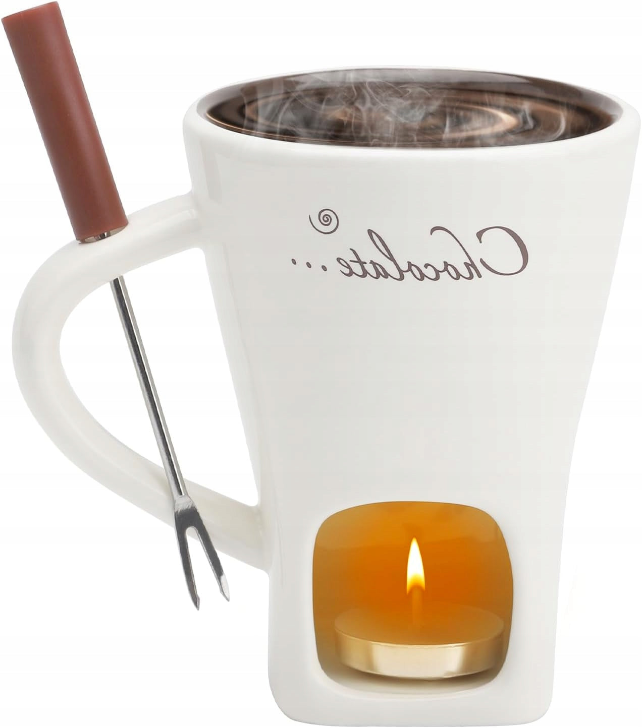 CHOCOLATE FONDUE CUP 200 ML WITH FORKS CERAMIC SET