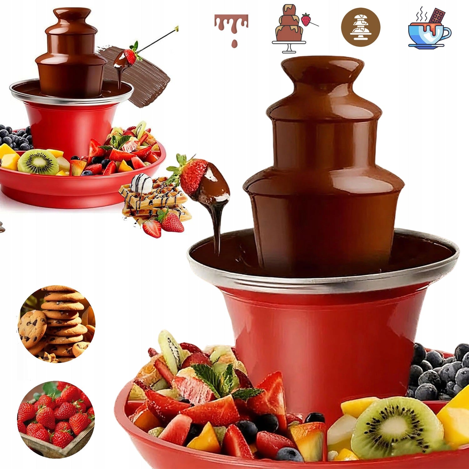 CHOCOLATE FONDUE FOUNTAIN FOR MILK CHOCOLATE 3 LEVELS FOR BIRTHDAY