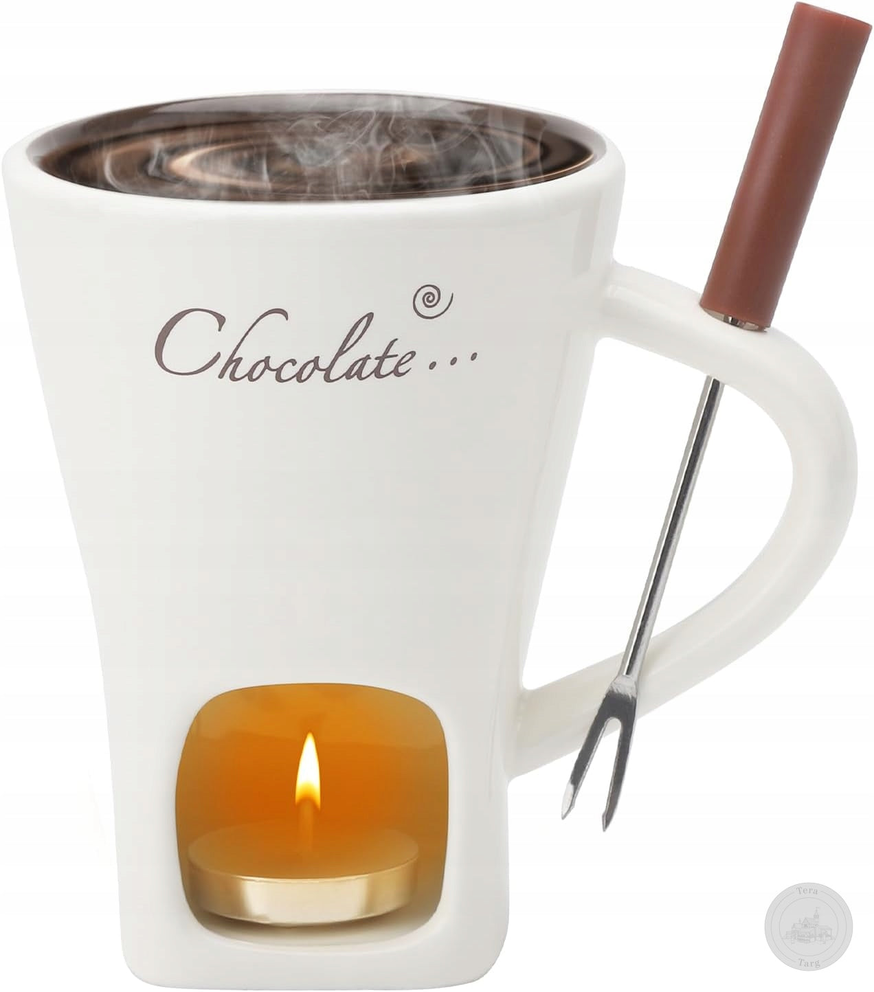 CHOCOLATE FONDUE MUG WITH FORK MELTING SET 200ml