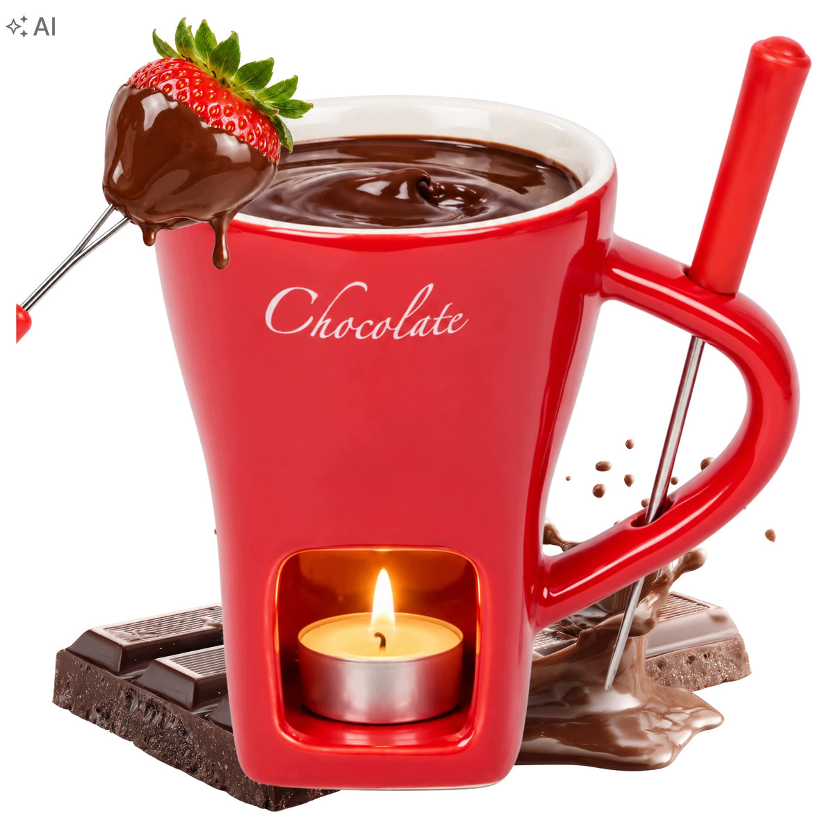 CHOCOLATE MELTING CUP FOUNDE CHOCOLATE SET RED CERAMICS