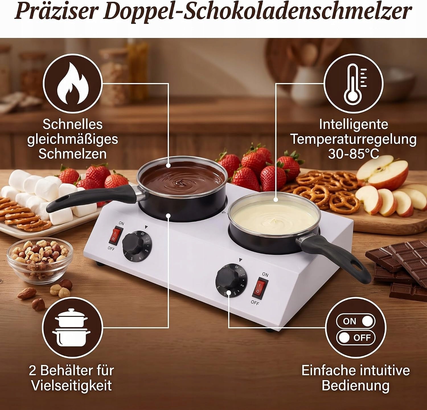 CHOCOLATE MELTING DEVICE 2 ALUMINIUM TANKS 30-85°C Brand no brand