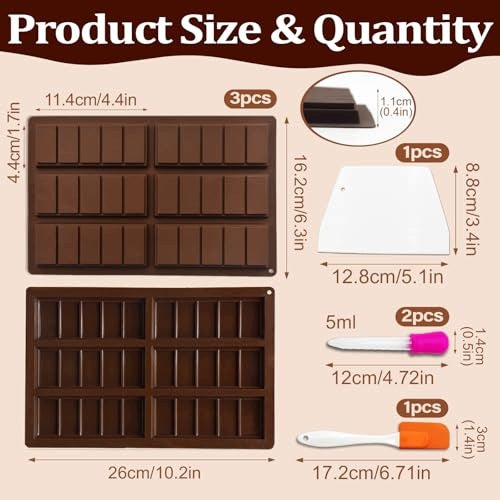 CHOCOLATE MOLDS SILICONE SET OF 3 WITH DIY ACCESSORIES Silicone Dominant color clear