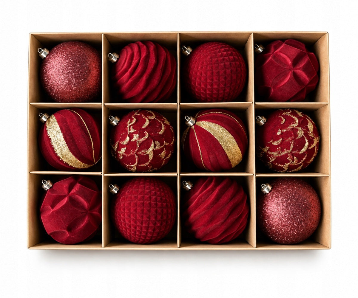 CHRISTMAS BALLS RED GOLD 6 CM 12 PCS CHRISTMAS SET