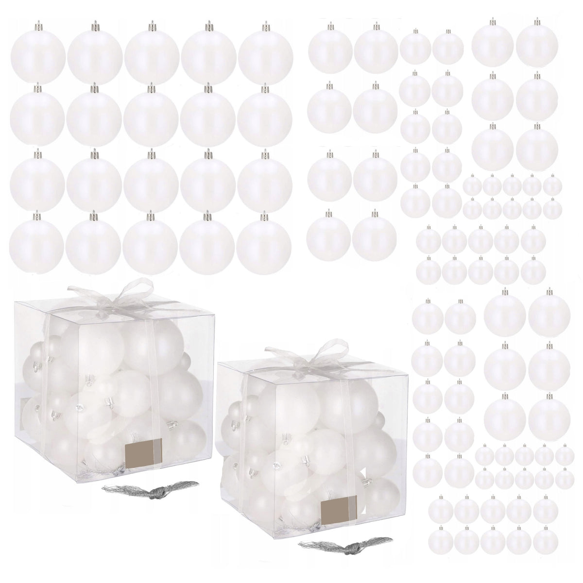 CHRISTMAS BALLS SET XXL 101 pcs WHITE PATTERNS