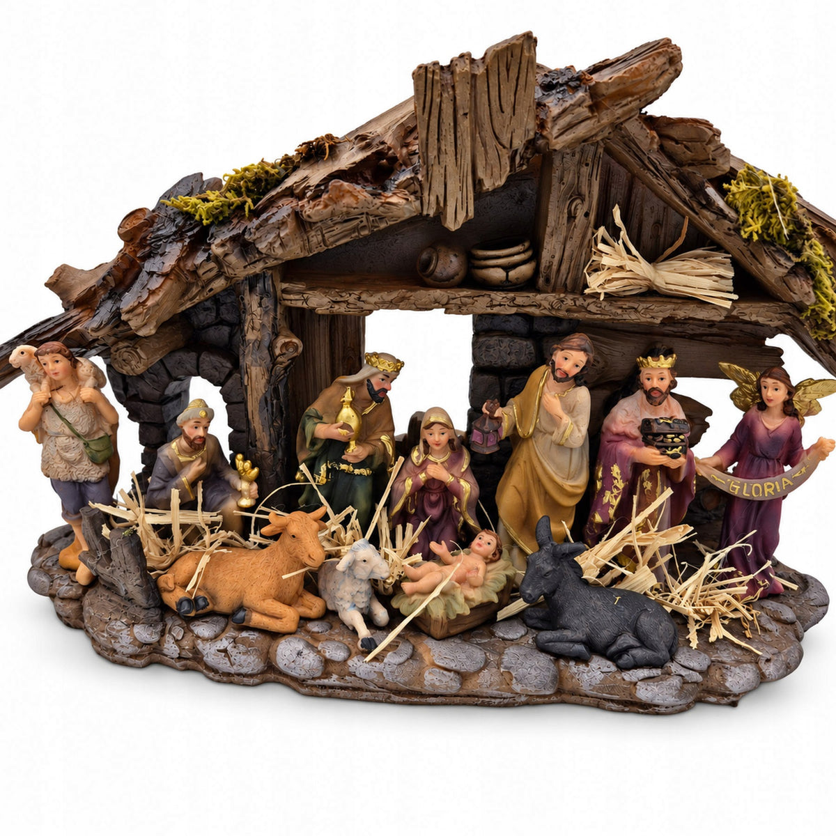 CHRISTMAS CRIB WITH FIGURINES 32cm 11 Christmas Eve figurines Brand Dekor