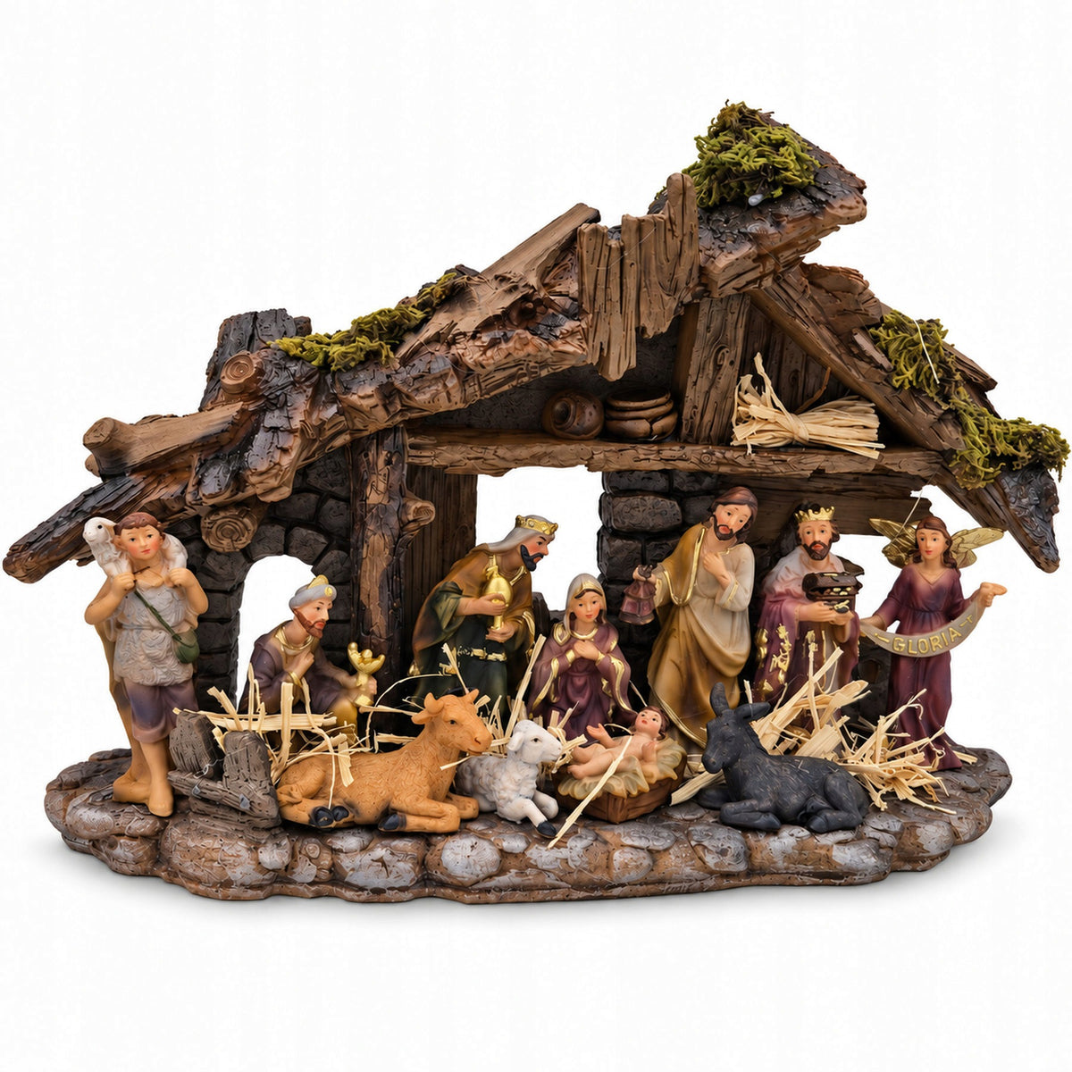 CHRISTMAS CRIB WITH FIGURINES 32cm 11 Christmas Eve figurines