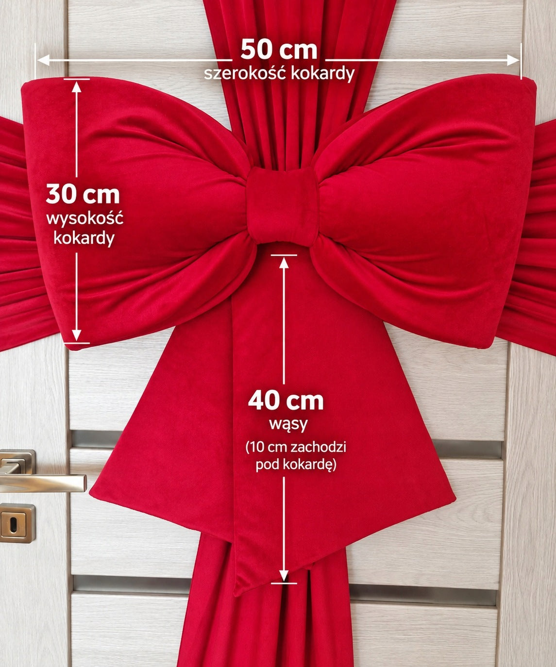 CHRISTMAS DOOR BOW RED SASH DECORATION RIBBON VELOUR WREATH Manufacturer code Kokarda świąteczna drzwi dekoracja świąteczna