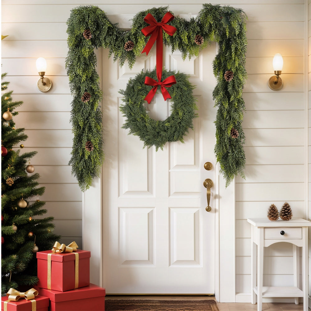 CHRISTMAS GARLAND 180CM ARTIFICIAL CHRISTMAS TREE CEDAR DOOR DECORATION Brand Bedee