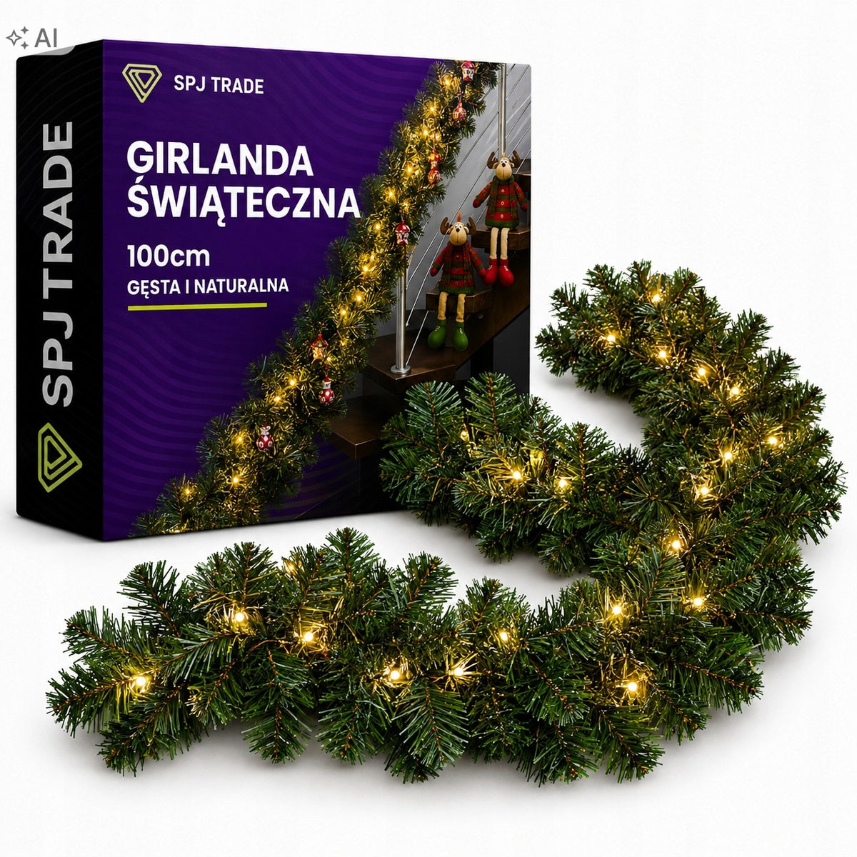 CHRISTMAS GARLAND CHRISTMAS TREE CHAIN CHRISTMAS GARLANDS OUTDOOR 100 CM Packaging status original
