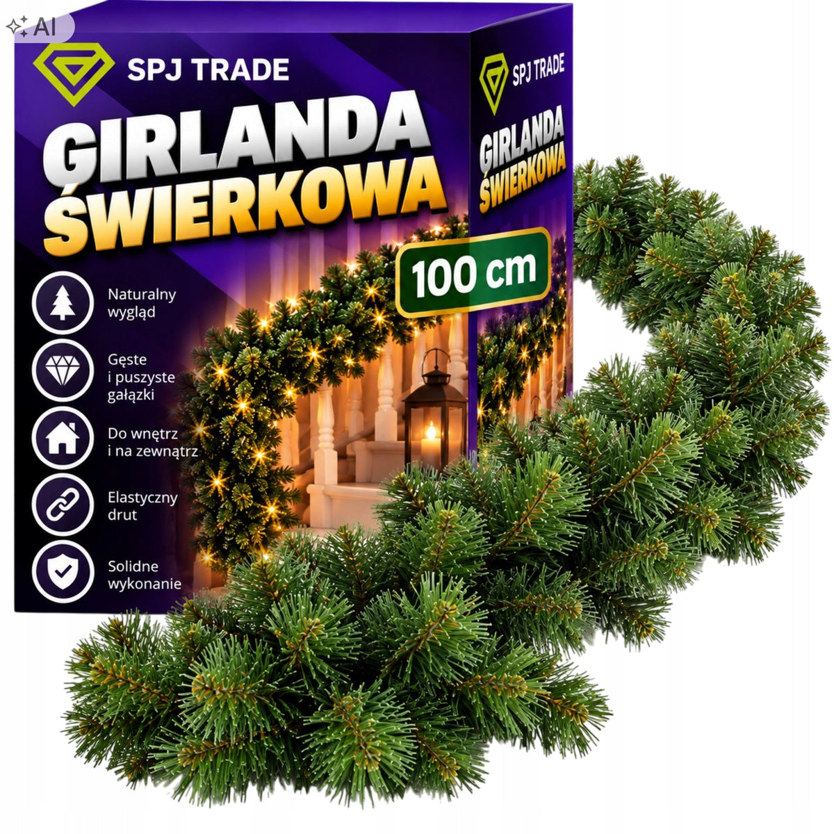 CHRISTMAS GARLAND CHRISTMAS TREE CHAIN CHRISTMAS GARLANDS OUTDOOR 100 CM