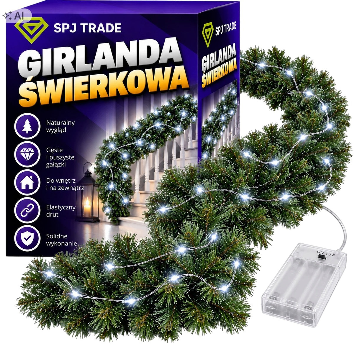 CHRISTMAS GARLAND CHRISTMAS TREE CHAIN GARLAND OUTDOOR LIGHTS 280 CM