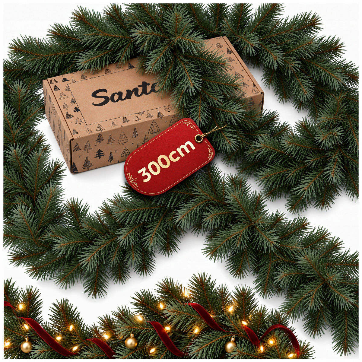 CHRISTMAS GARLAND CHRISTMAS TREE DENSE for stairs balcony ARTIFICIAL TWIGS 300cm