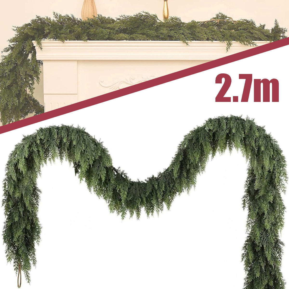 CHRISTMAS GARLAND FOR STAIRCASE CASCADE GARLAND FOR INDOOR, OUTDOOR