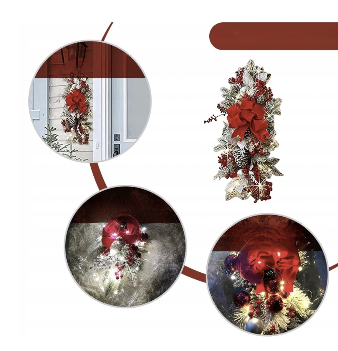 CHRISTMAS GARLAND WITH LED LIGHTS CHRISTMAS ORNAMENTS FOR WINDOW AND HOME Packaging status original