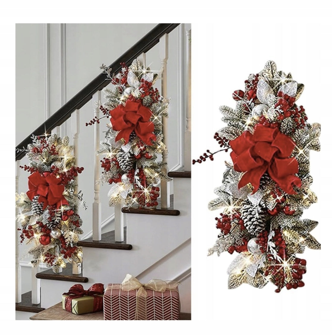 CHRISTMAS GARLAND WITH LED LIGHTS CHRISTMAS ORNAMENTS FOR WINDOW AND HOME