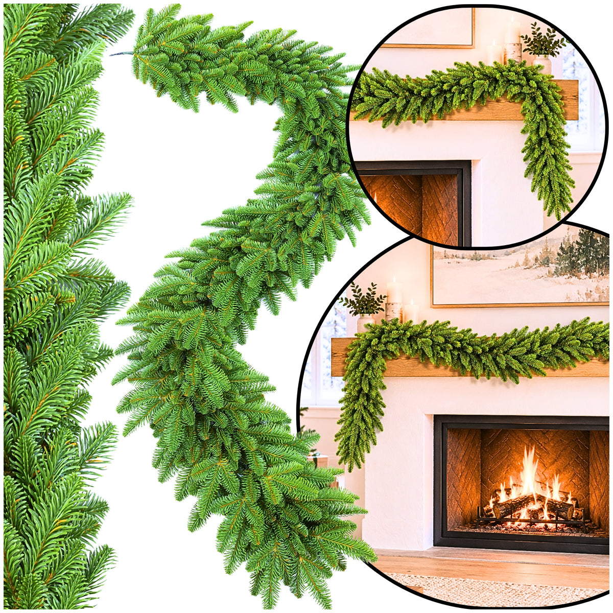 CHRISTMAS Garland CHRISTMAS TREE Fir LIGHT green PE DENSE NOBILIS 100CM