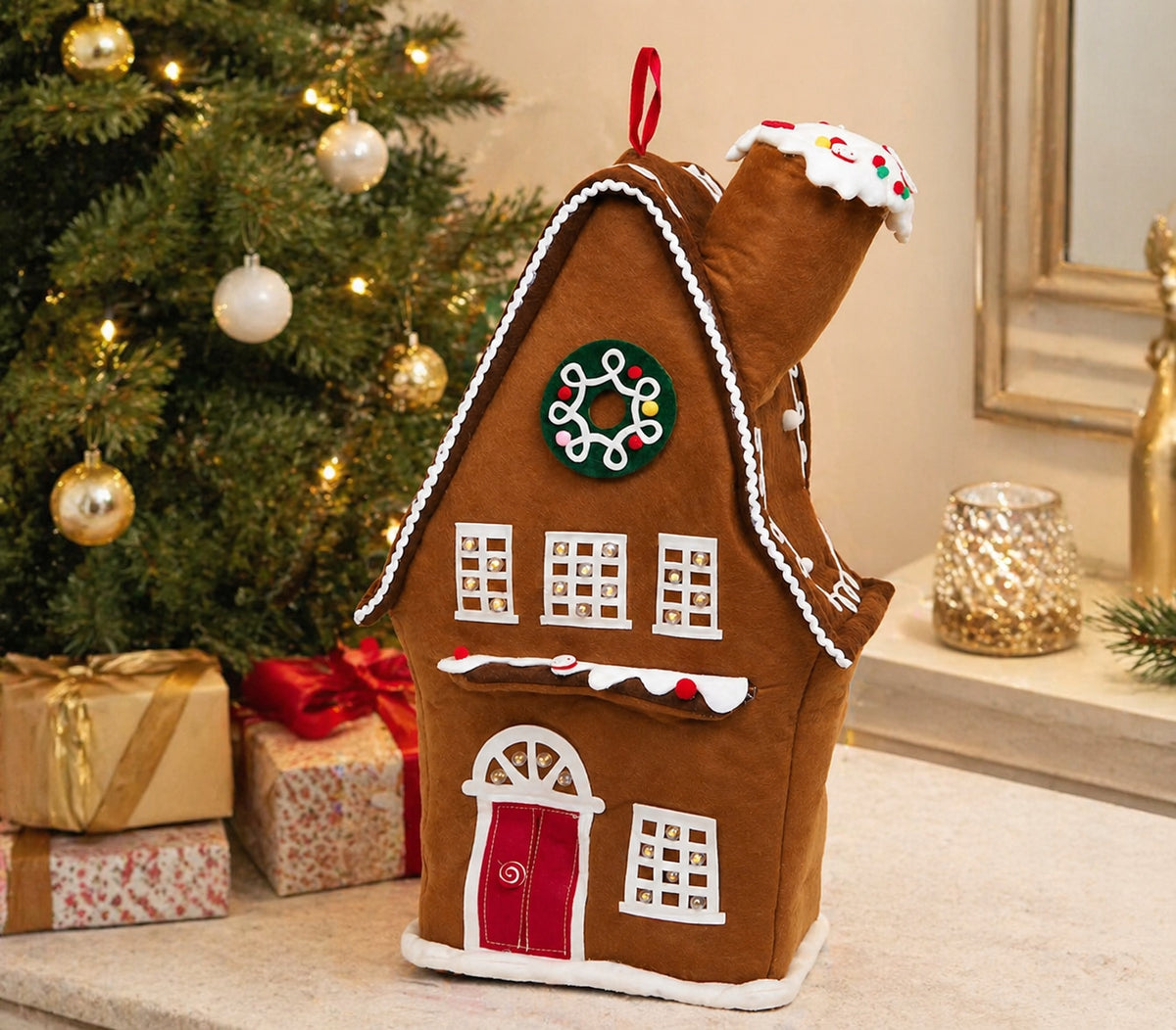 CHRISTMAS HOUSE ILLUMINATED 60 CM LARGE BROWN LED DECORATION Manufacturer code 3219341