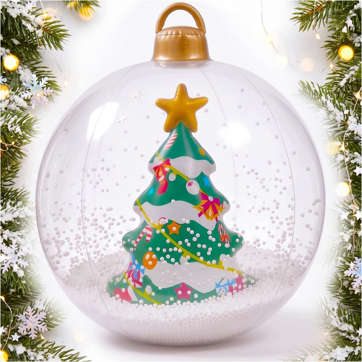 CHRISTMAS INFLATABLE BAUBLE LARGE WITH CHRISTMAS TREE HANGING ORNAMENT FOR CHRISTMAS 60 CM