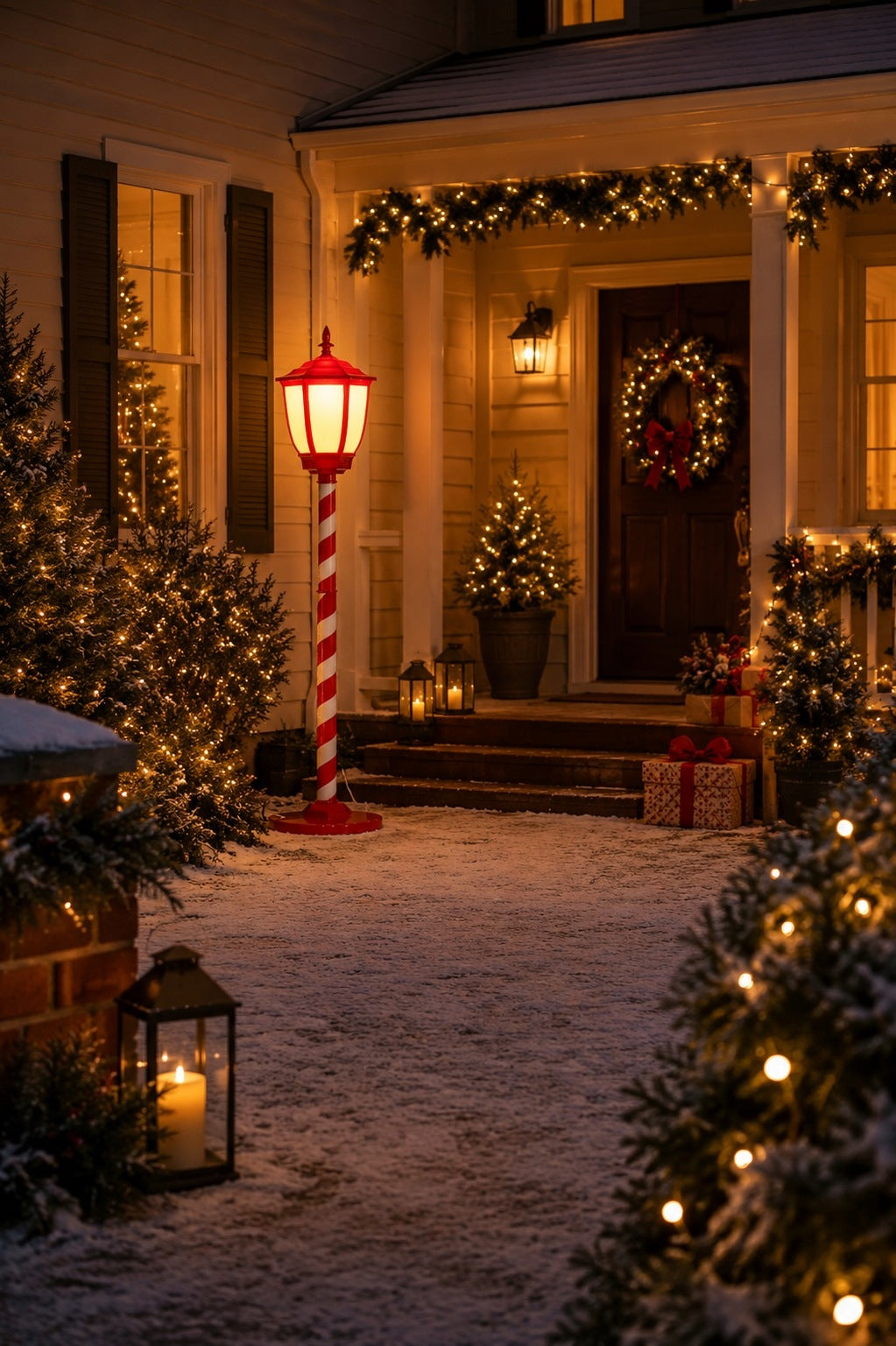 CHRISTMAS LANTERN 30 x 30 x 150 CM RED WARM WHITE LED *3868 Brand Chomik M.Świeży