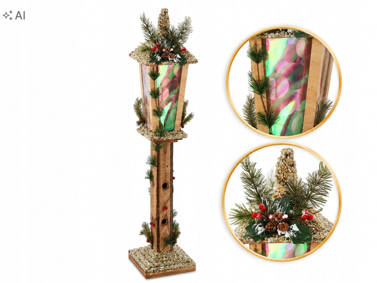 CHRISTMAS LANTERN WOODEN LED 100 CM BATTERY OPERATED CHRISTMAS ORNAMENT Manufacturer code DEL3295