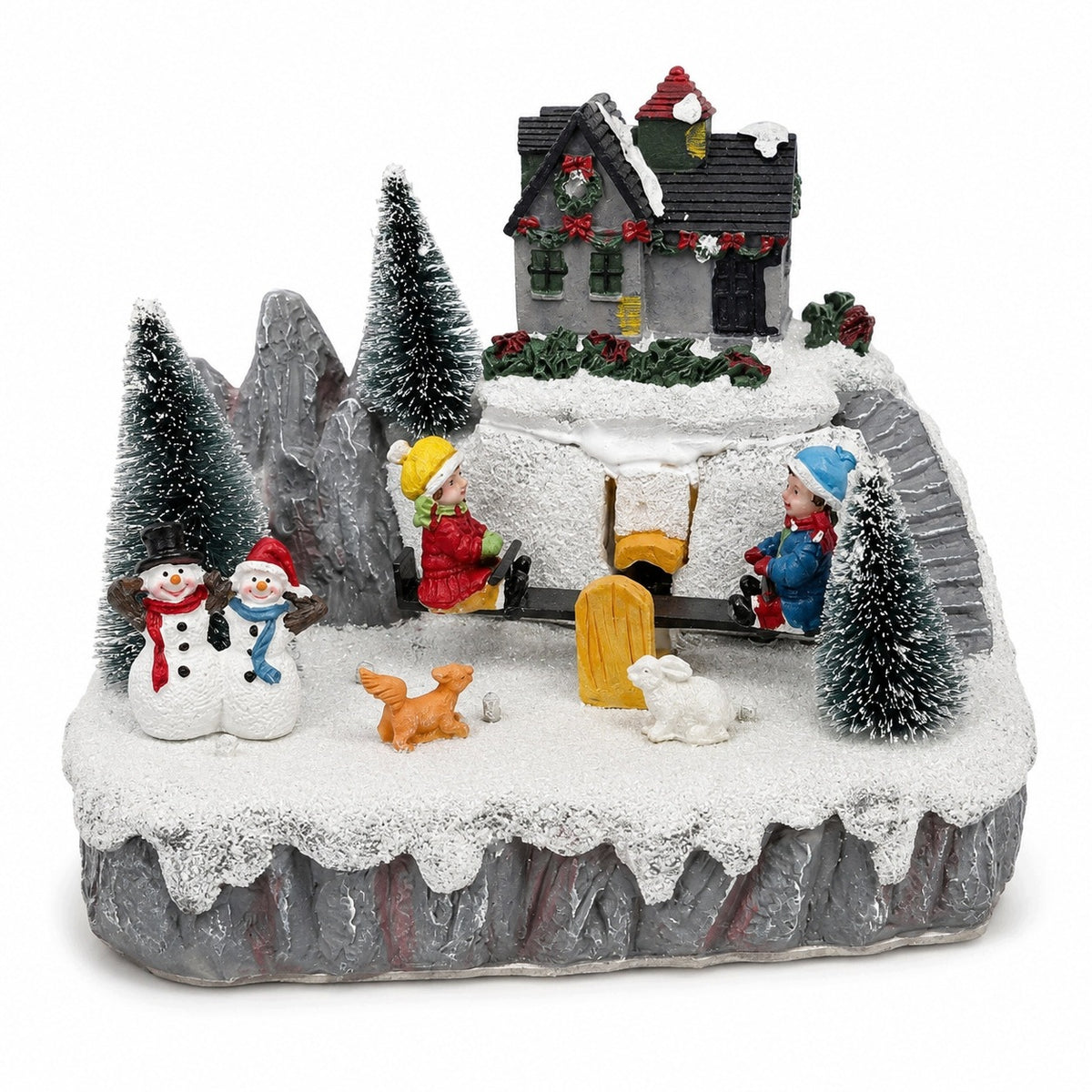 CHRISTMAS LED VILLAGE WITH SNOWMAN HOUSE AND MOVABLE SWING DECORATION Manufacturer code B0DGK3S219