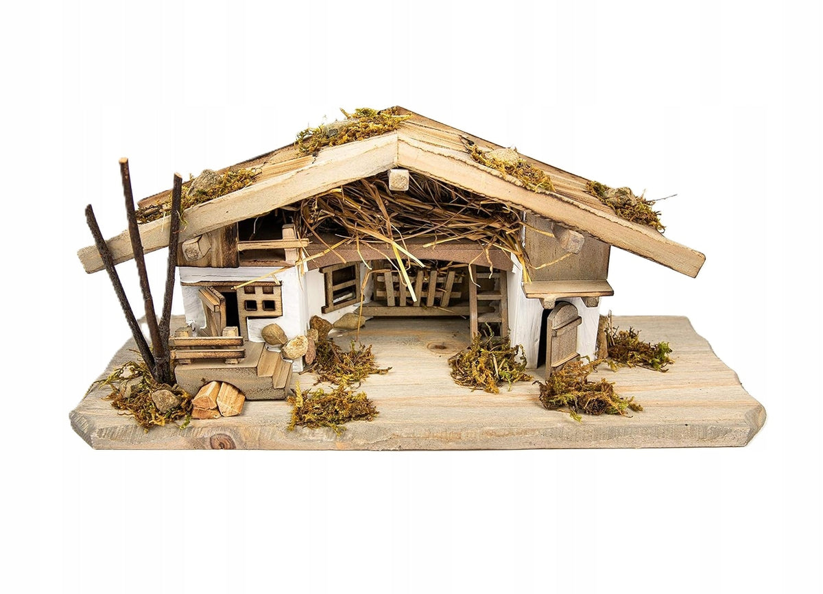 CHRISTMAS NATIVITY SCENE STABLE DECORATION 33x12x14CM FOR FIGURES 3-6 CM