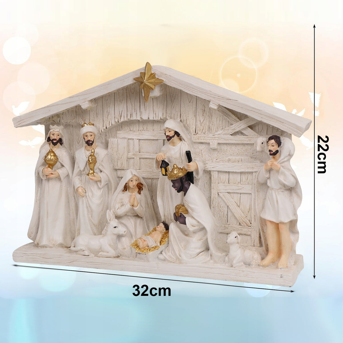 CHRISTMAS NATIVITY SCENE STONE ILLUMINATED WITH LED FIGURES WITH Christmas carols Brand no brand