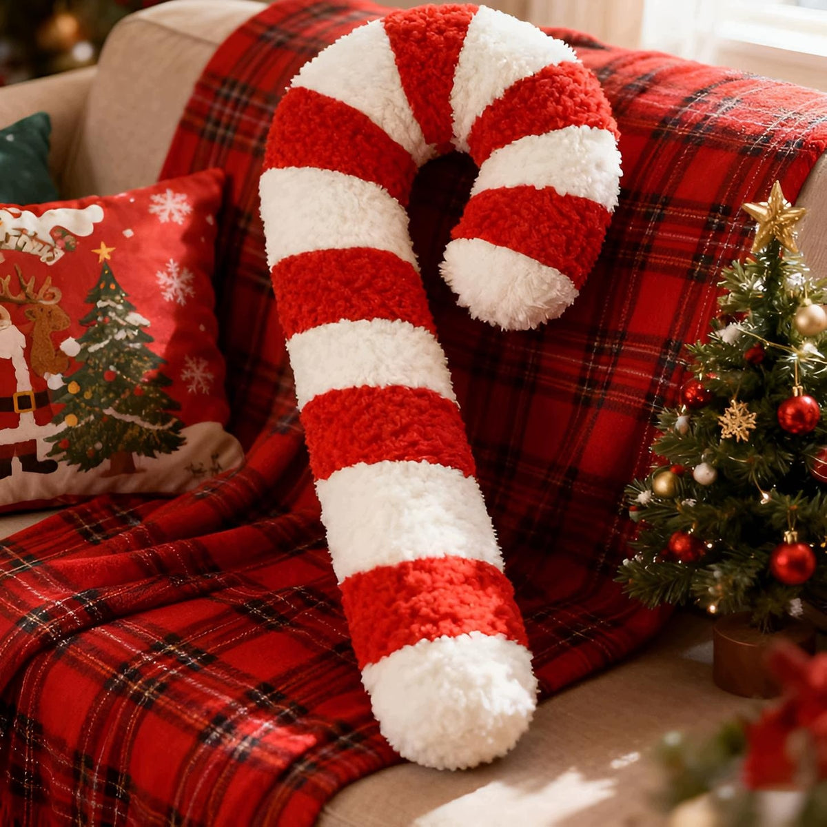 CHRISTMAS PILLOW DECORATIVE SUGAR CANE for gift SANTA 38cm Packaging status original