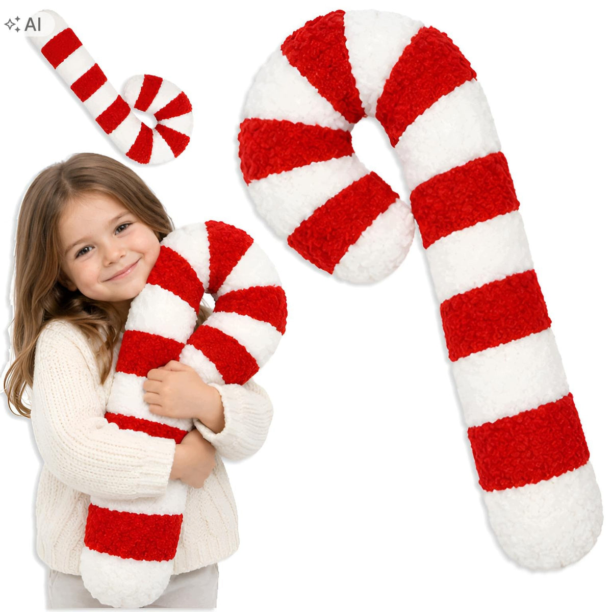 CHRISTMAS PILLOW DECORATIVE SUGAR CANE for gift SANTA 38cm
