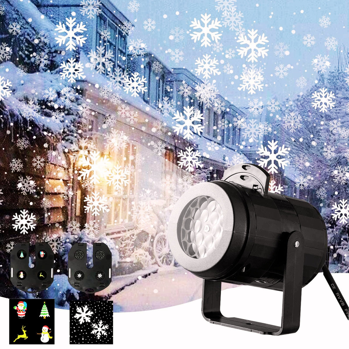 CHRISTMAS PROJECTOR LED FALLING SNOW 2 ROTATING PATTERNS IP65