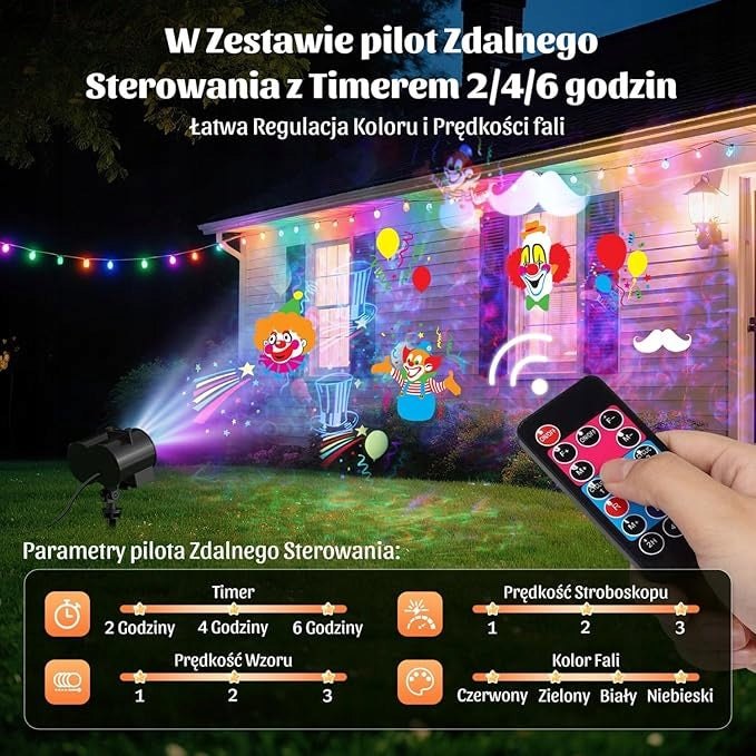 CHRISTMAS PROJECTOR LED LASER PROJECTOR FOR HOME WALL MOUNTED FOR REMOTE CONTROL IP44 Manufacturer code PROJEKTOR ŚWIĄTECZNY LED