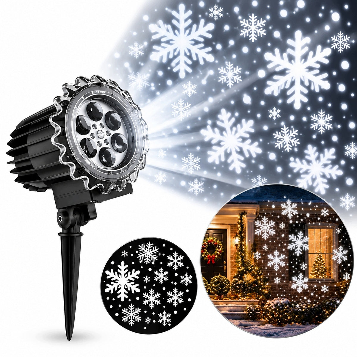 CHRISTMAS PROJECTOR LED SNOWFLAKES HD 3D 70 M2 GARDEN FACADE