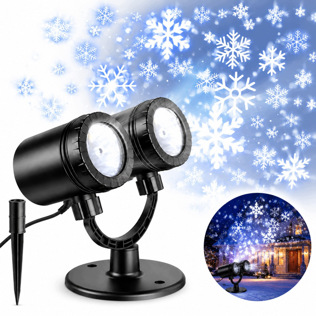 CHRISTMAS PROJECTOR PORTABLE DOUBLE PROJECTOR LED OUTDOOR SNOWFLAKES