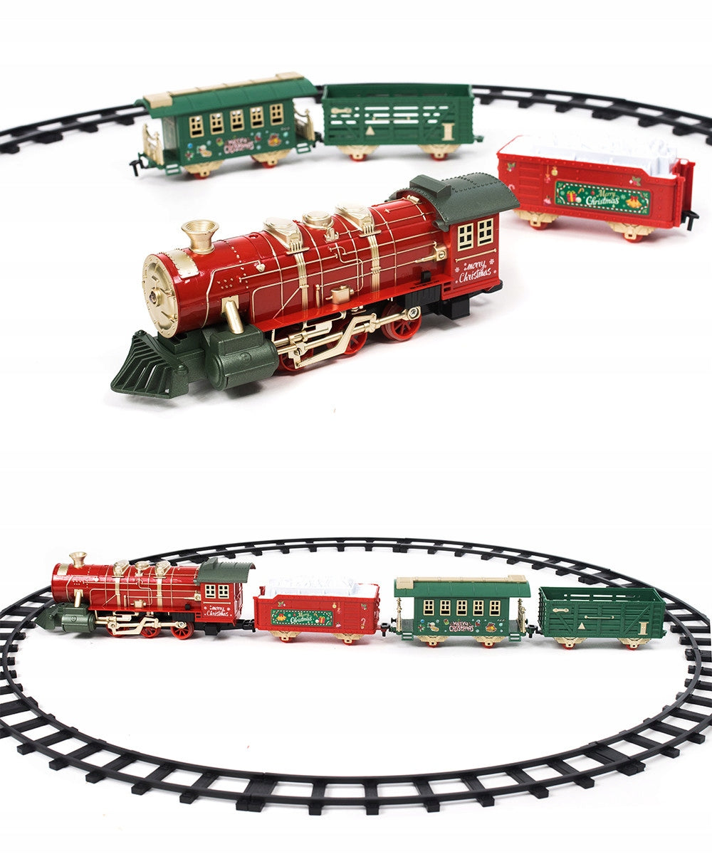 CHRISTMAS RAILWAY ELECTRIC TRAIN SMOKING LOCOMOTIVE TRACK 4,9M Kid's age 3＋ years