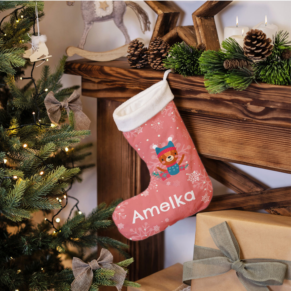 CHRISTMAS SOCK WITH NAME FOR GIFTS SOCKS FOR FIREPLACE EAN (GTIN) 5906826408127